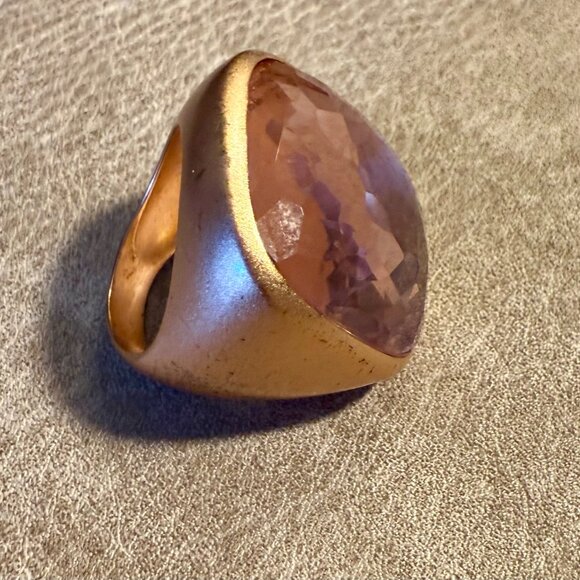Fabulous imposter Pomellato ring huge stone, rose gold tone band size 7 - Picture 5 of 9